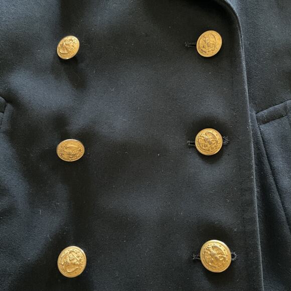 VTG 1942 WWII USN Navy Officers Bridgecoat Peacoat Wool Sz 38 Black Named Dated - Picture 9 of 16